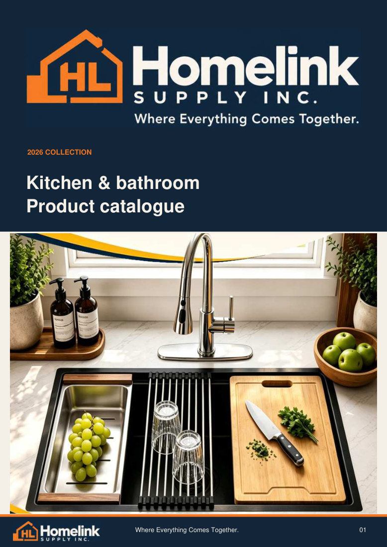 Homelink product catalogue page 1. Open the PDF for text, dimensions and zoom.