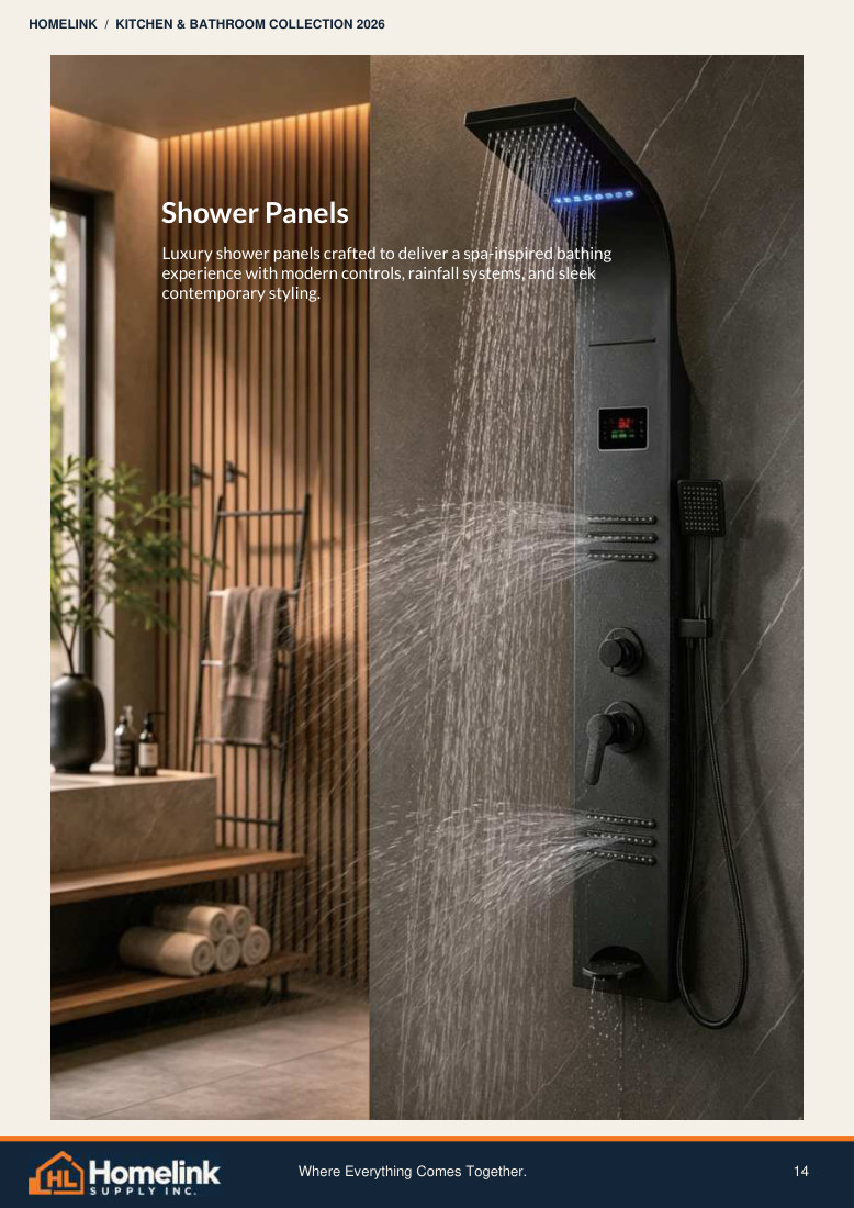 Homelink product catalogue page 14. Open the PDF for text, dimensions and zoom.