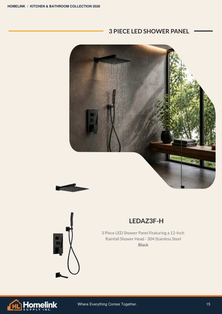 Homelink product catalogue page 15. Open the PDF for text, dimensions and zoom.