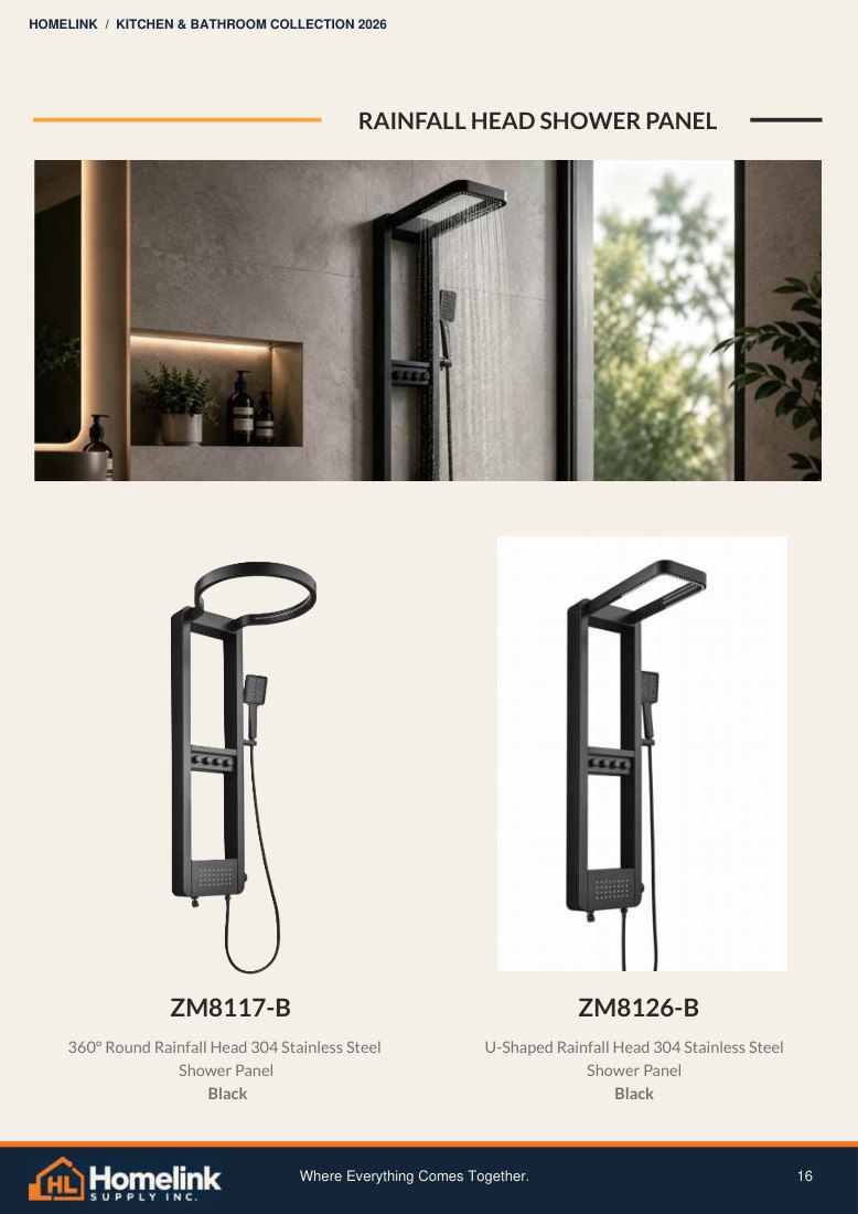 Homelink product catalogue page 16. Open the PDF for text, dimensions and zoom.