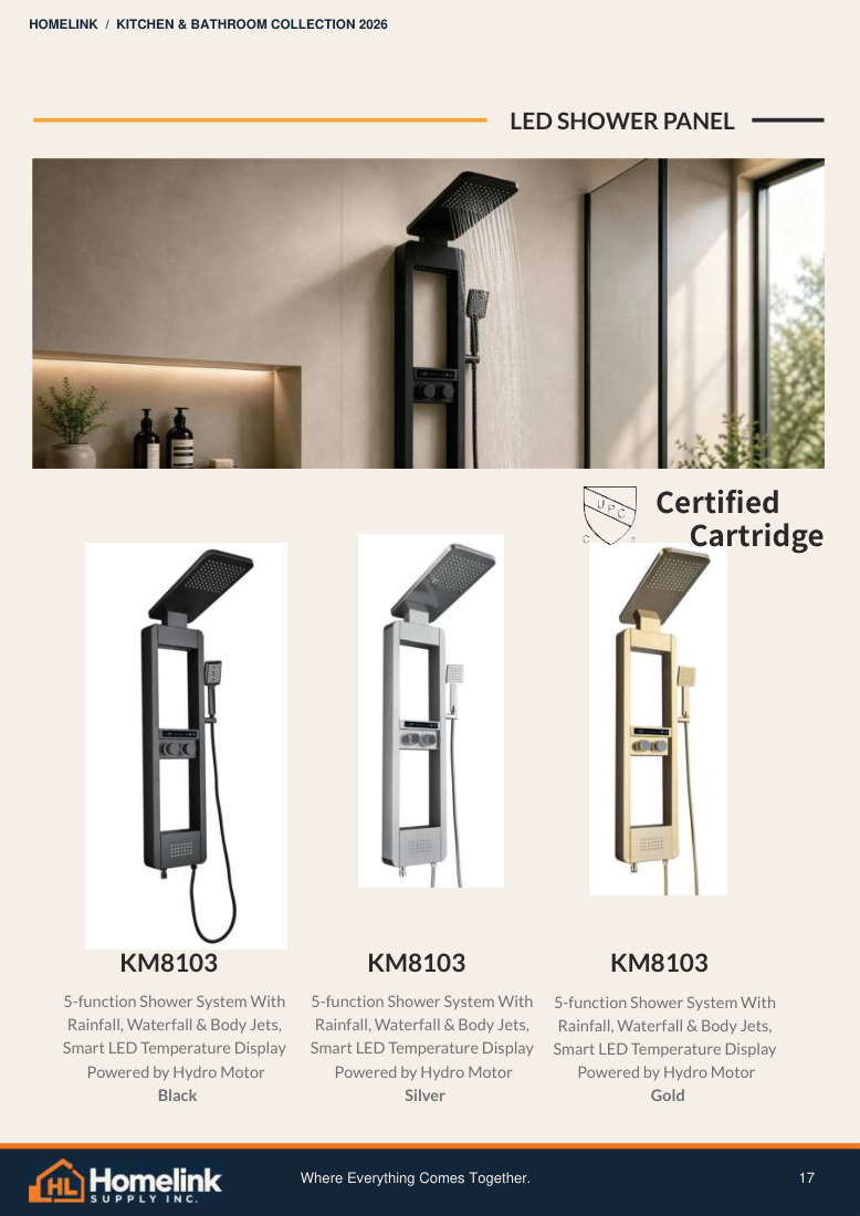Homelink product catalogue page 17. Open the PDF for text, dimensions and zoom.
