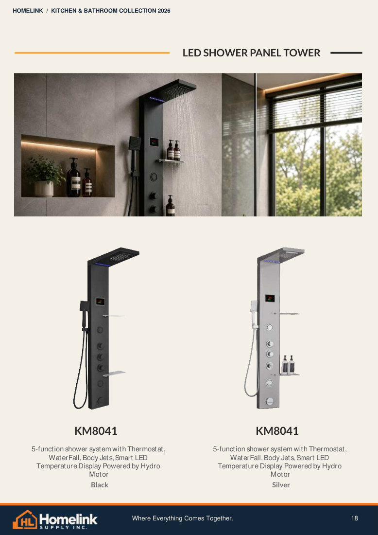 Homelink product catalogue page 18. Open the PDF for text, dimensions and zoom.