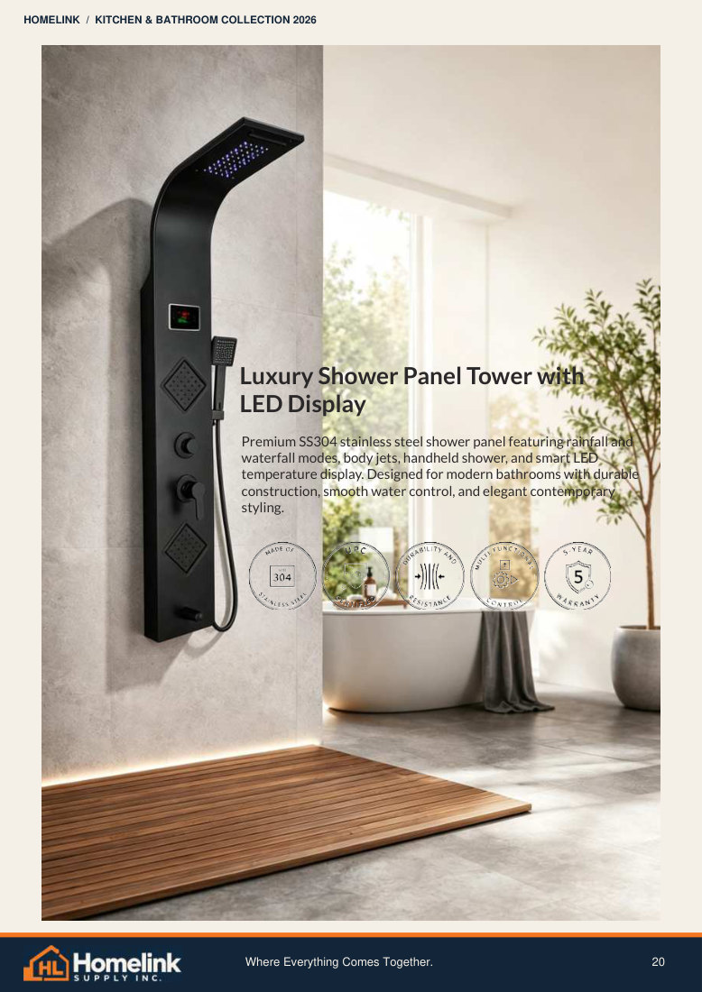 Homelink product catalogue page 20. Open the PDF for text, dimensions and zoom.