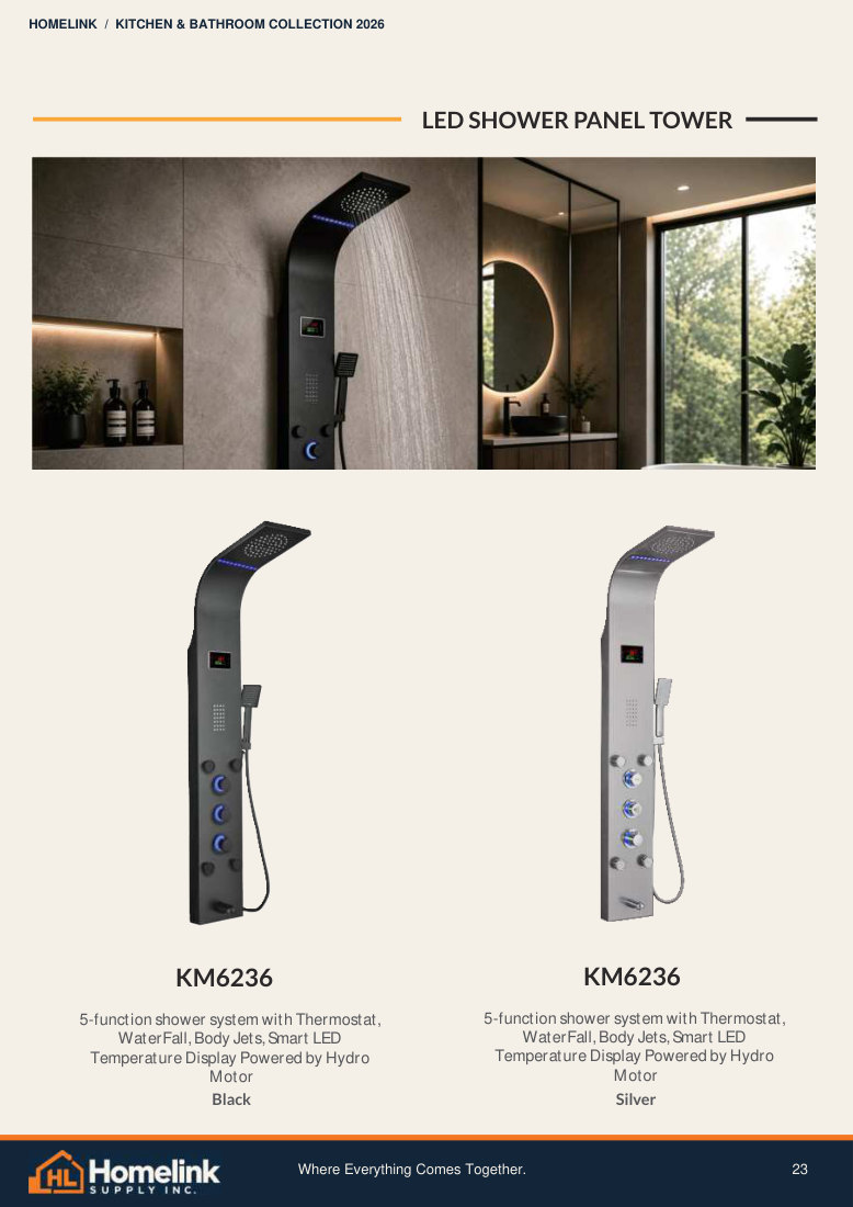 Homelink product catalogue page 23. Open the PDF for text, dimensions and zoom.