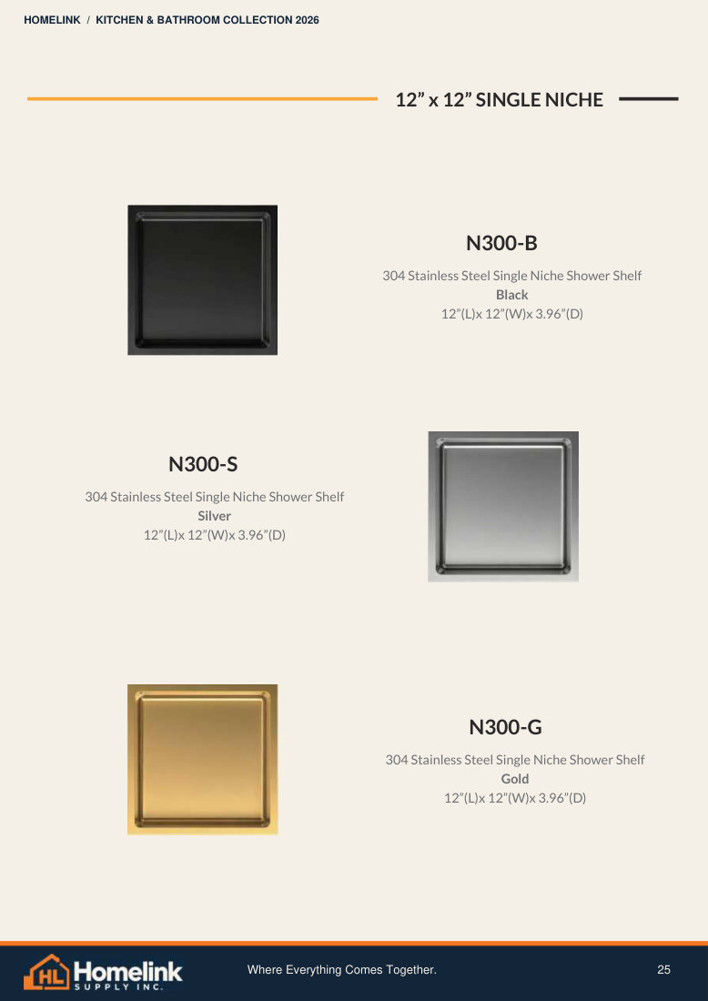 Homelink product catalogue page 25. Open the PDF for text, dimensions and zoom.