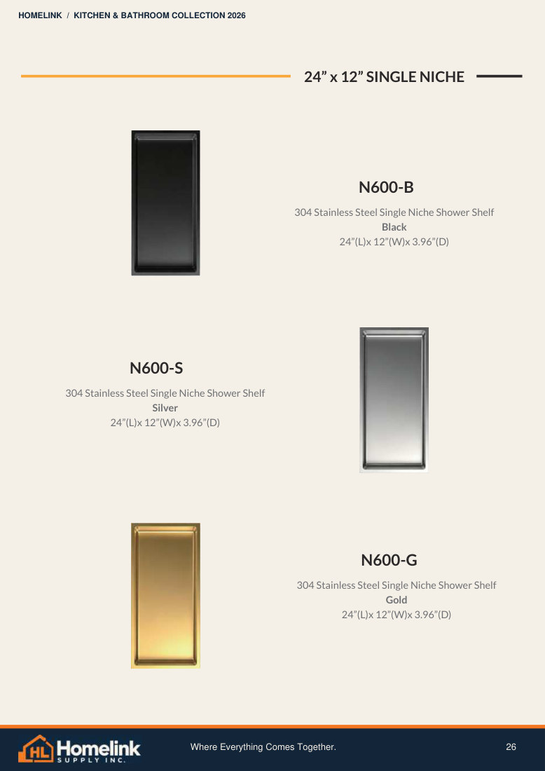 Homelink product catalogue page 26. Open the PDF for text, dimensions and zoom.
