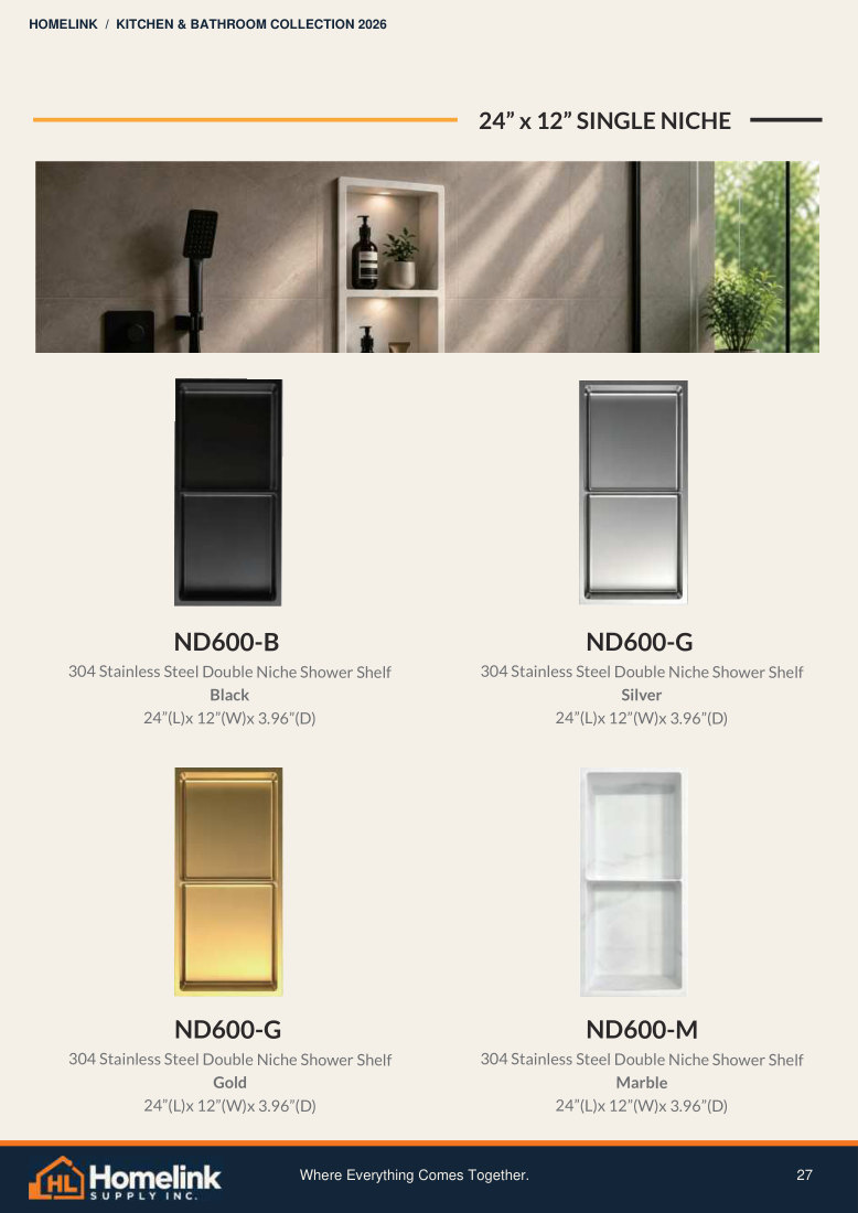 Homelink product catalogue page 27. Open the PDF for text, dimensions and zoom.