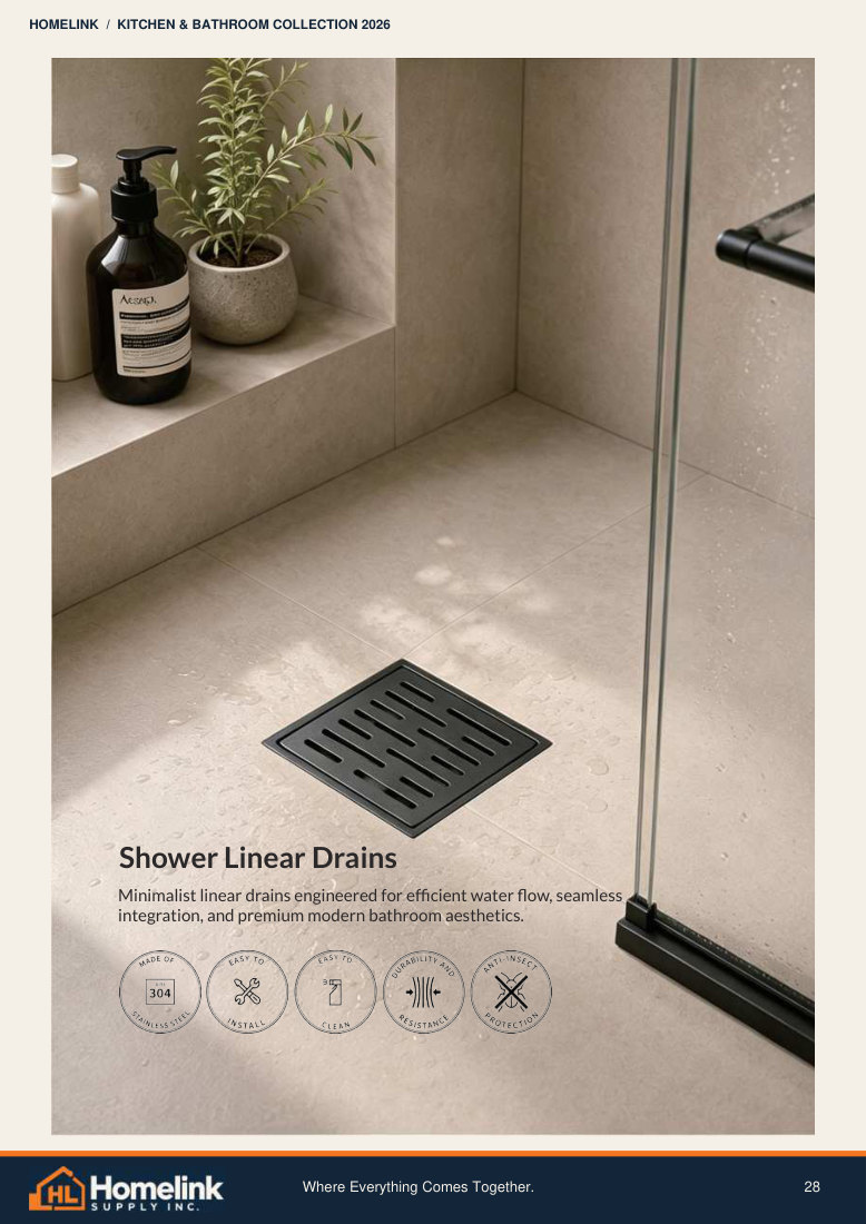 Homelink product catalogue page 28. Open the PDF for text, dimensions and zoom.