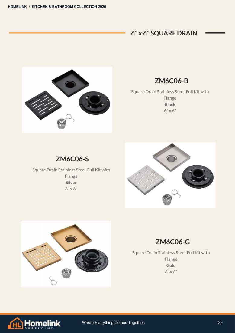 Homelink product catalogue page 29. Open the PDF for text, dimensions and zoom.