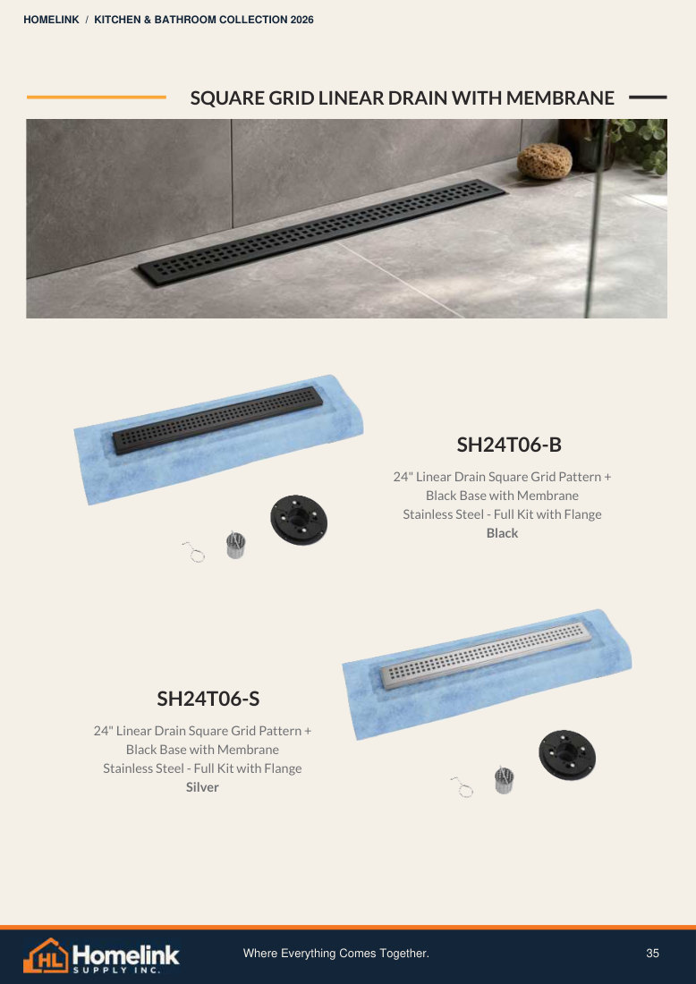 Homelink product catalogue page 35. Open the PDF for text, dimensions and zoom.