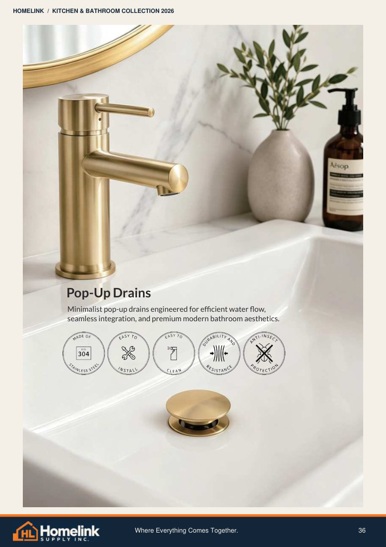 Homelink product catalogue page 36. Open the PDF for text, dimensions and zoom.
