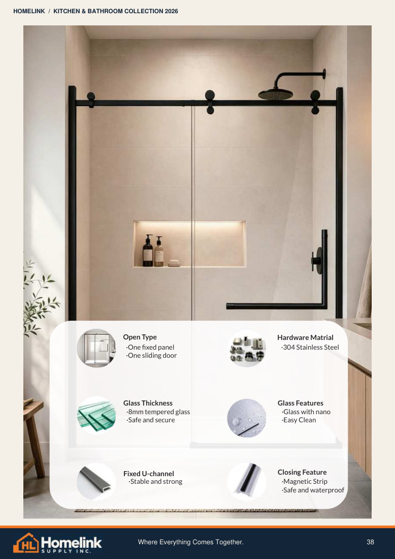 Homelink product catalogue page 38. Open the PDF for text, dimensions and zoom.