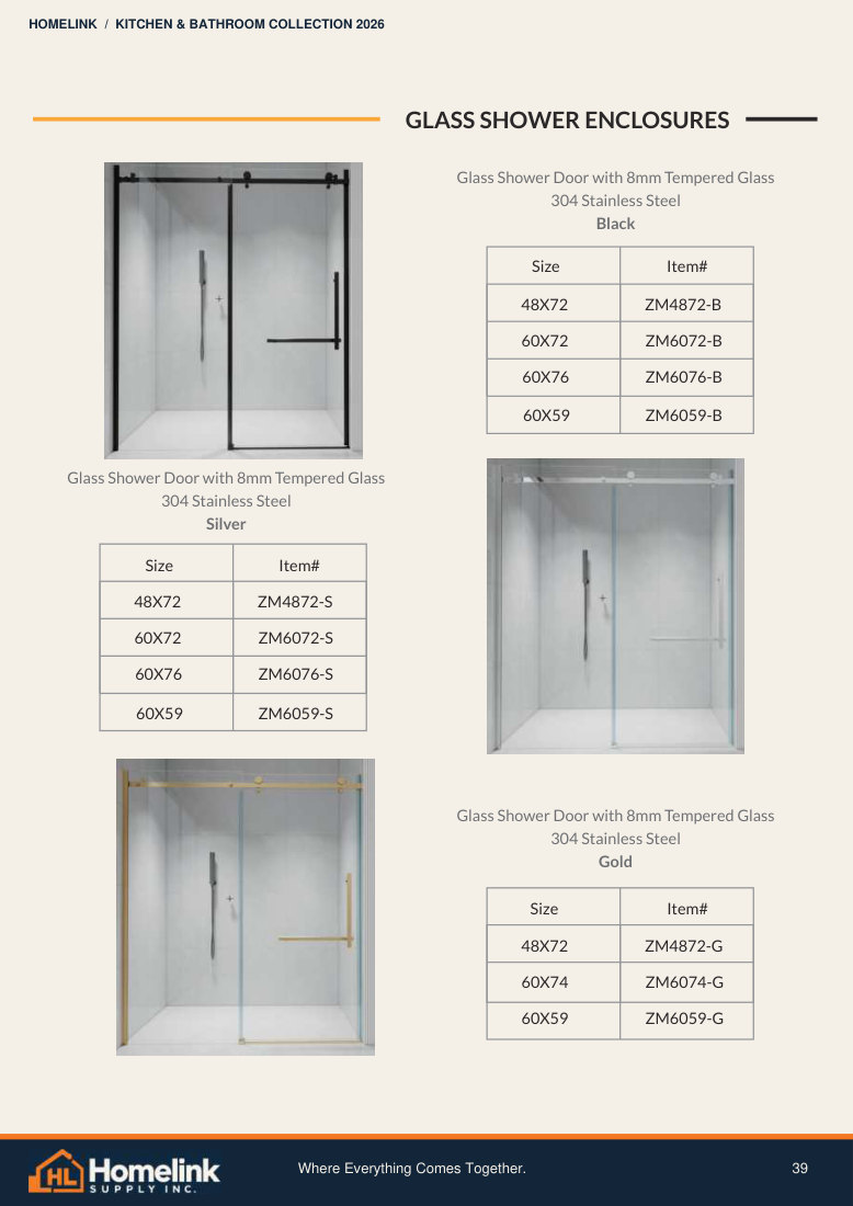 Homelink product catalogue page 39. Open the PDF for text, dimensions and zoom.