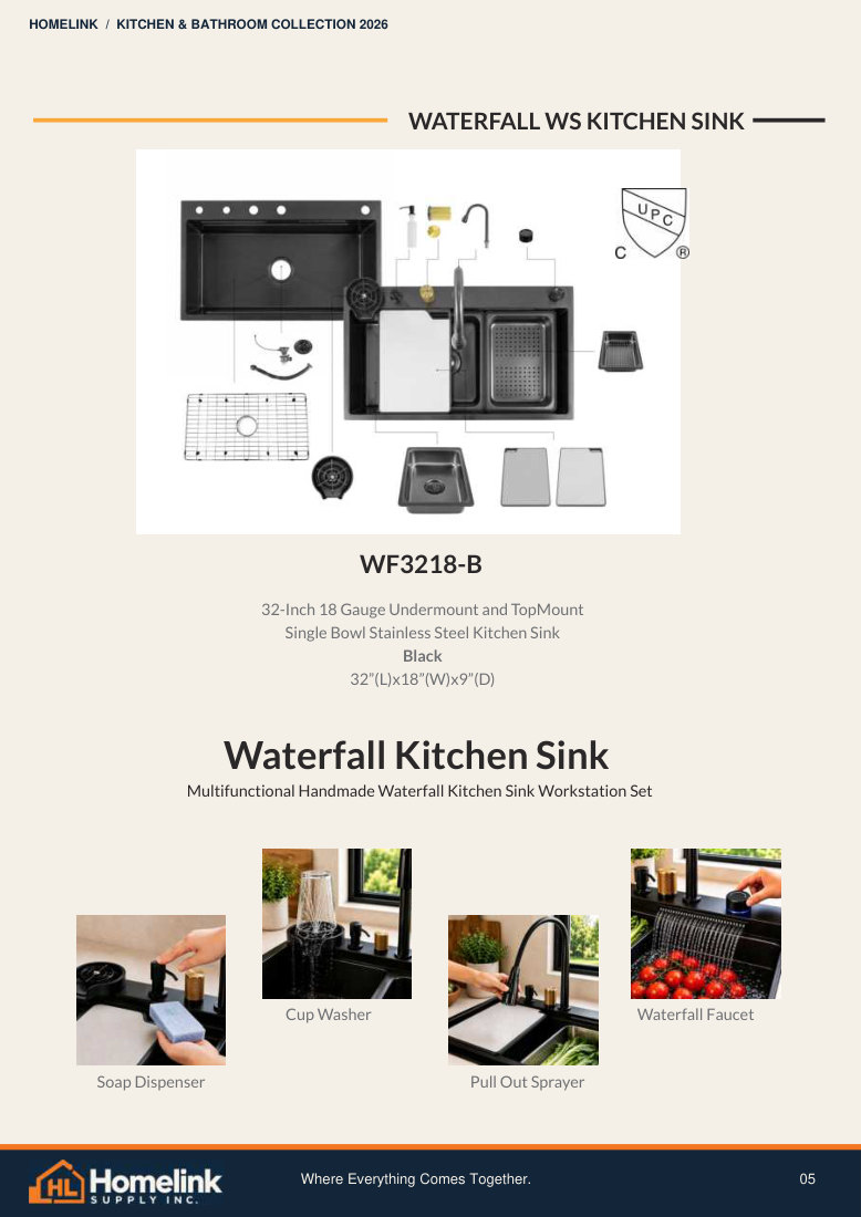 Homelink product catalogue page 5. Open the PDF for text, dimensions and zoom.
