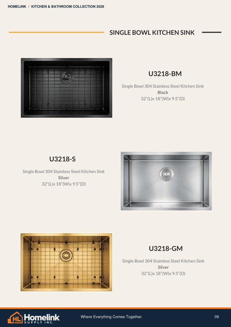 Homelink product catalogue page 9. Open the PDF for text, dimensions and zoom.